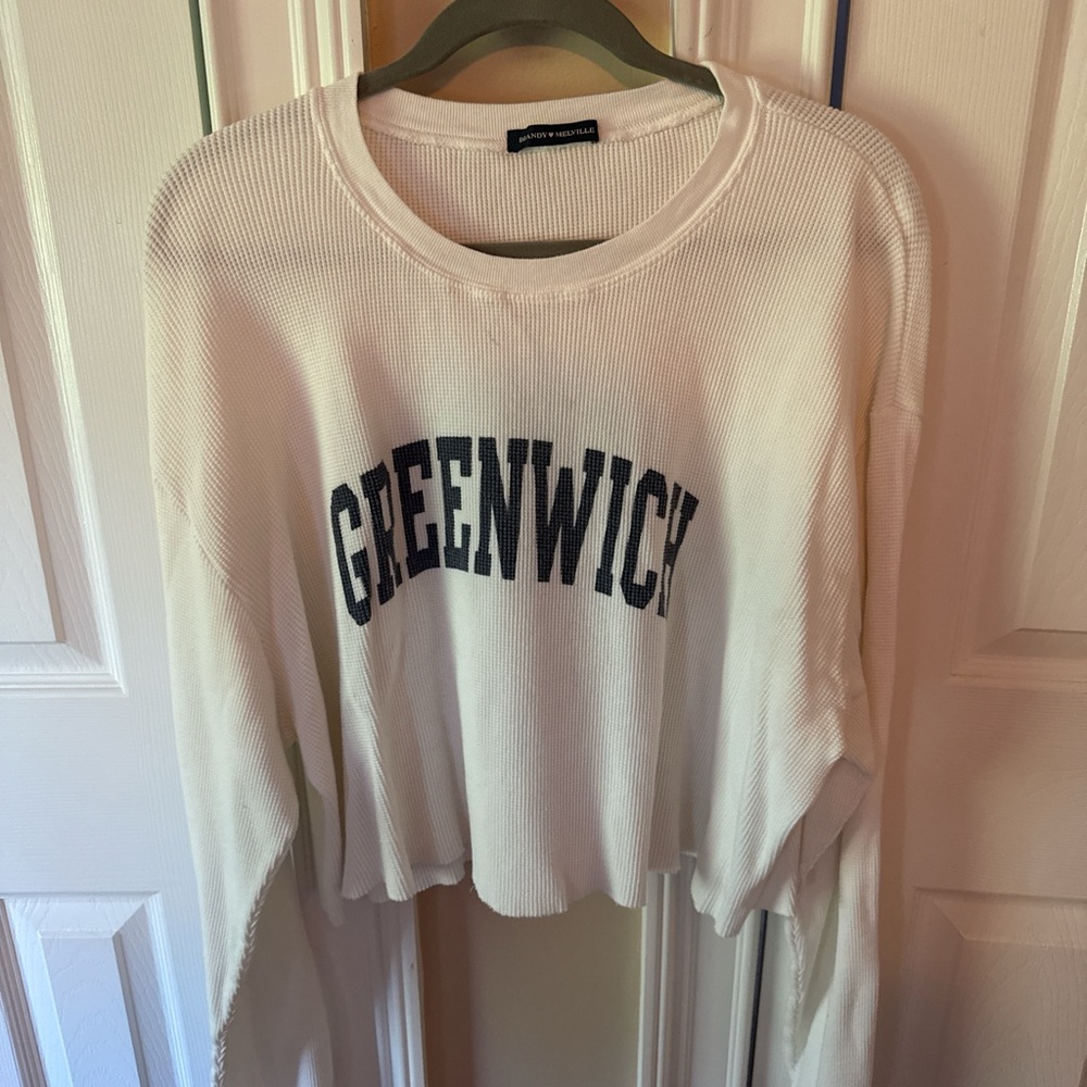 Brandy Greenwich White Cropped Sweater